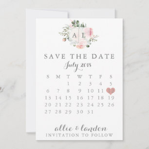 Blommigt Spara datumkalender Datumet