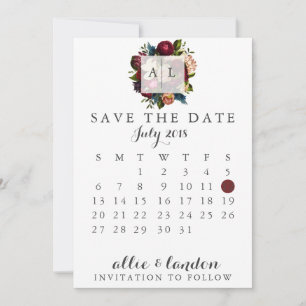 Blommigt Spara datumkalender Datumet