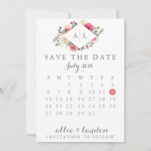 Blommigt Spara datumkalender Datumet