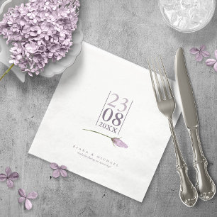 Blommigt Sparkles Bröllop Date White/Mauve ID889 Pappersservett