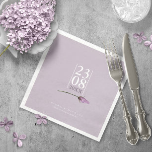 Blommigt Sparkles Bröllop Datum Mauve ID889 Napkin Pappersservett