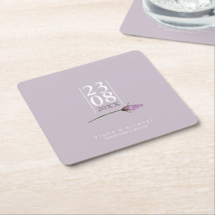 Blommigt Sparkles Bröllop Datum Mauve ID889 Underlägg Papper Kvadrat