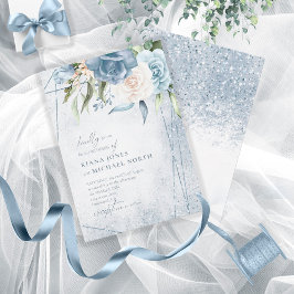 Blommigt Sparkles Bröllop Dusty Blue ID889