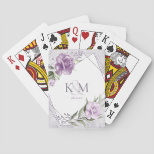 Blommigt Sparkles Bröllop Initialer Mauve ID889 Casinokort
