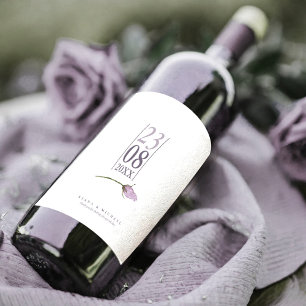 Blommigt Sparkles Bröllop Mauve ID889 Vinflaska Etikett