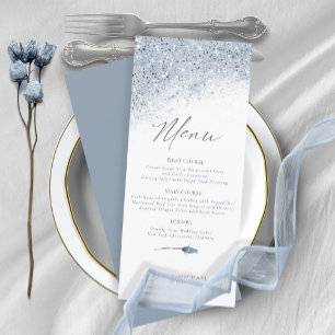 Blommigt Sparkles Bröllop Menu2 Blue ID889