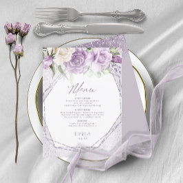 Blommigt Sparkles Bröllop Menu3 Mauve ID889