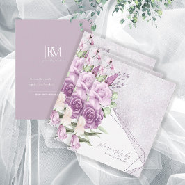 Blommigt Sparkles Bröllop OSA Mauve ID889 Kort