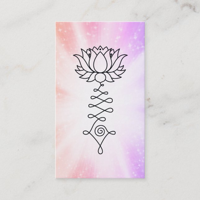 *~* Blommigt Sparkles Lotus Reiki Healenergin Visitkort (Framsida)