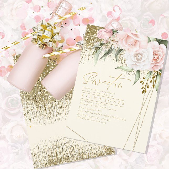 Blommigt Sparkles Sweet sixteen Guld ID912 (Skapare uppladdad)