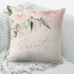 Blommigt Sparkles Sweet sixteen Guld Ro, ID912 Kudde