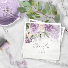 Blommigt Sparkles Sweet sixteen Mauve ID912 Pappersservett