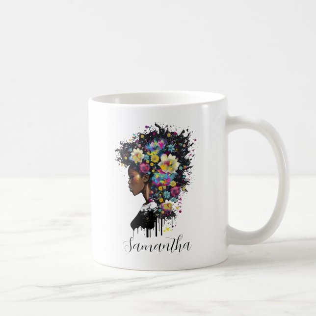 Blommigt Sparkling African American Woman Kaffemugg (Höger)