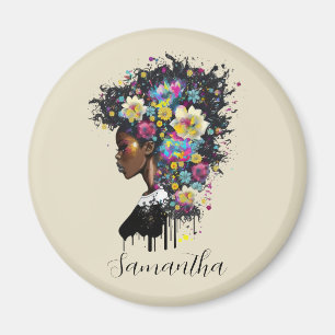 Blommigt Sparkling African American Woman Magnet