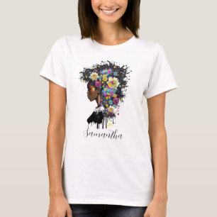 Blommigt Sparkling African American Woman T Shirt