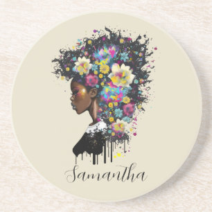 Blommigt Sparkling African American Woman Underlägg