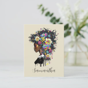 Blommigt Sparkling African American Woman Vykort