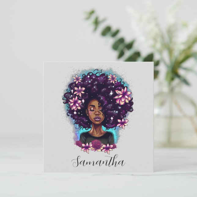 Blommigt Sparkling Afro Woman (Stående Fram)