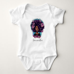 Blommigt Sparkling Afro Woman T Shirt