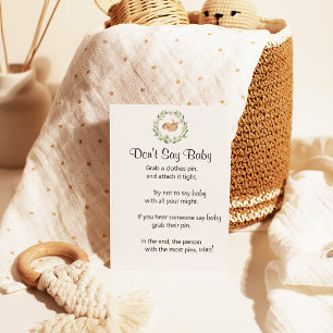 Blommigt Spipande Hjort "Säg inte Baby" Shower Gam Poster