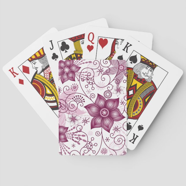 Blommigt Spiral Rosa och Vita Mönster Casinokort (Baksidan)