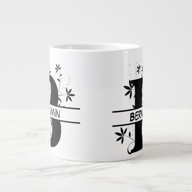 Blommigt Split Customized Alphabet monogram Brev B Jumbo Mugg (Framsidan)