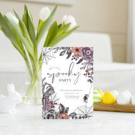 Blommigt Spooky Halloween Födelsedagsfest inbjudan