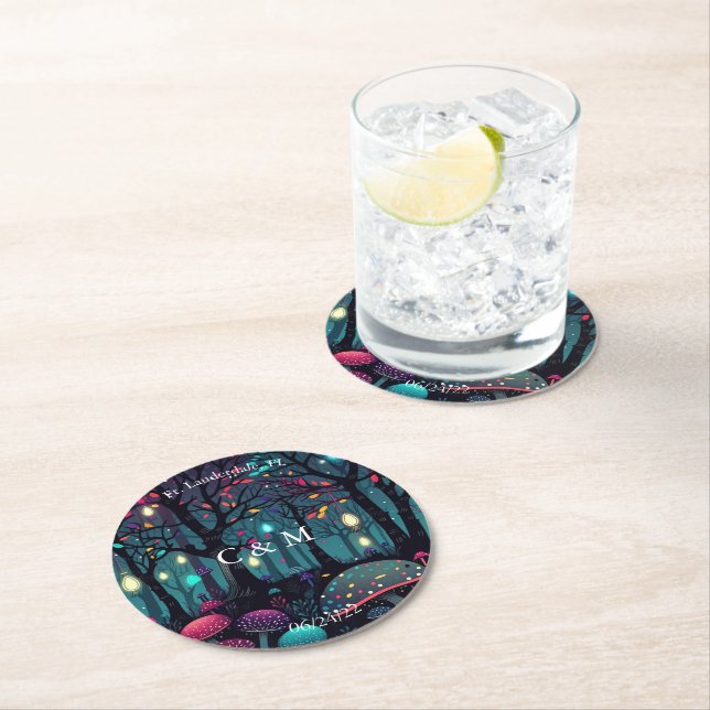 Blommigt Spray Fantasy Art Underlägg Papper Rund (Insitu)