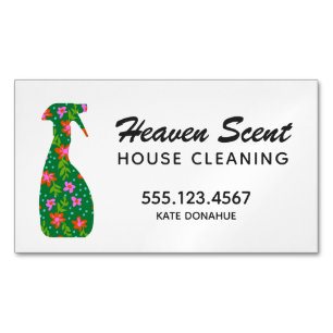 Blommigt Spray Flaska House Städning Logotyp Busin Magnetiska Visitkort