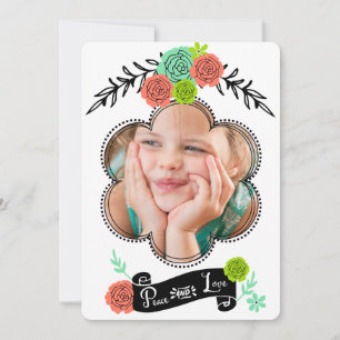 Blommigt Spray Peace and Kärlek Helgdag Photo Card Julkort