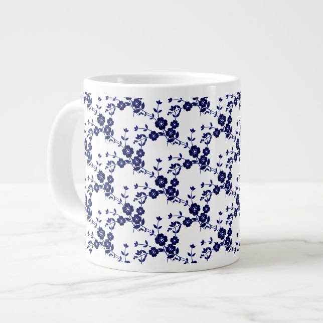 Blommigt Spray, S1-Blue-White-Jumbo Coffee Mugg Jumbo Mugg (Framsida vänster)
