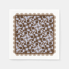 Blommigt SPray,Snöre-BROWN-LILA-LT-PAPPRA NAPKINS Pappersservett