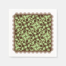 Blommigt SPray,Snöre-BROWN-VÅR GRÖNT-PAPPRA NAPKIN Pappersservett