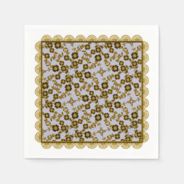 Blommigt Spray,Snöre-GULD-LILA LIGHT-PAPPRA NAPKIN Pappersservett
