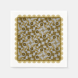 Blommigt Spray,Snöre-GULD-SILVER-LÄTT-PAPPRA NAPKI Pappersservett