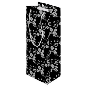 Blommigt Spray Stil 1, Black-White-VIN GIFT BAG