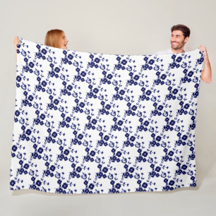 Blommigt Spray-Stil 1-Blue-White- Fleecefilt