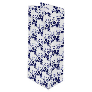 Blommigt Spray Stil 1, Blue-White-VIN GIFT BAG