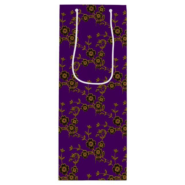 Blommigt Spray Stil 1, Lila-Guld-VIN GIFT BAG (Framsidan)