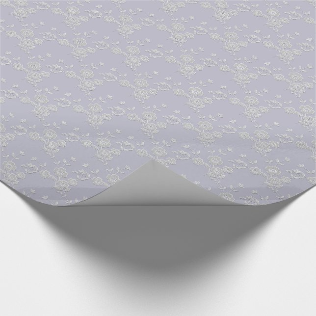 Blommigt Spray, Stil 1-LILA-WHITE-GIFT WRAP PAPER Presentpapper (Hörn)