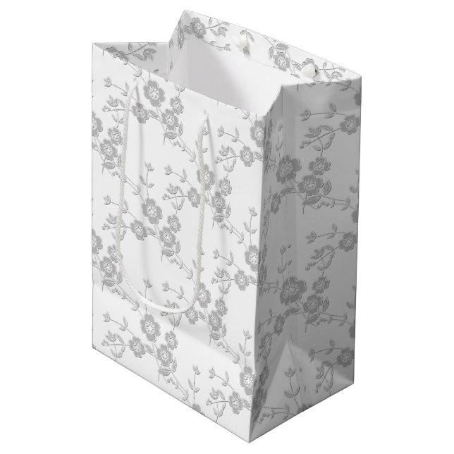 Blommigt Spray Stil 1, Möhippa-White-GIFT BAG m (Framsidan Vinklad)