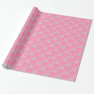Blommigt Spray, Stil 1-Rosa-White-GIFT WRAP PAPER Presentpapper