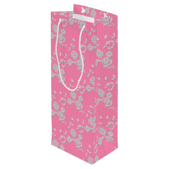 Blommigt Spray Stil 1, Rosa-White-VIN GIFT BAG (Baksidan Vinklad)