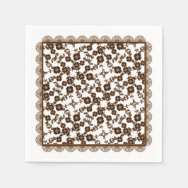 Blommigt Spreja,Snöre-BROWN-WHITE-PAPPRA NAPKINER Pappersservett