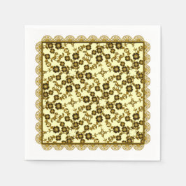 Blommigt Spreja,Snöre-GULD-GULT-PAPPRA NAPKINER Pappersservett