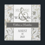Blommigt sprider enkel Modern Elegant-inspiration Magnet<br><div class="desc">I elegant belyser magneten par namn och bröllop. En underbar magnet för en tjänst eller spara datumpåminnelsen. Det skapas med lite söt, klokhet, handdragna mutade blommigtar. Den moderna neutraltens utformning har ett naturligt utseende som är perfekt för vilken säsong som helst i bröllop. Hitta vackra matchande objekt i "Blommigt Sprigs"....</div>