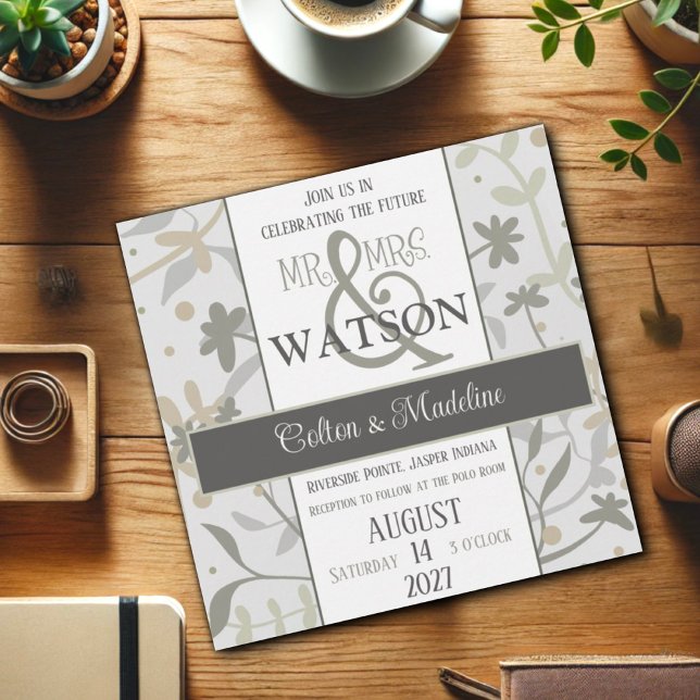 Blommigt Sprigs Elegant Modern Inspirief Bröllop Inbjudningar (Skapare uppladdad)