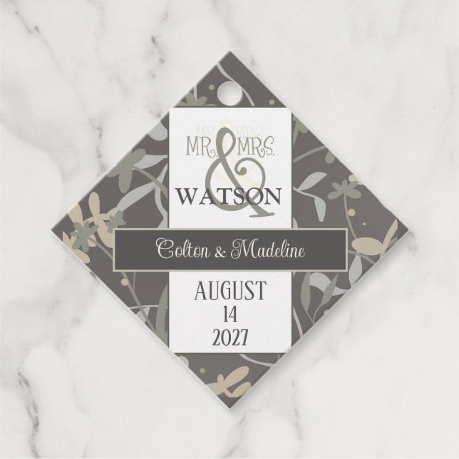 Blommigt Sprigs Modern Elegant Roligt Inspirief Gåvor Etiketter (Framsida)