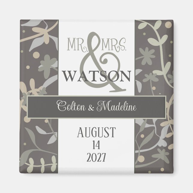 Blommigt Sprigs Modern Inspiritivity Simple Elegan Magnet (Framsidan)