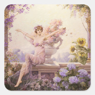 Blommigt Sprite Fyrkantigt Klistermärke